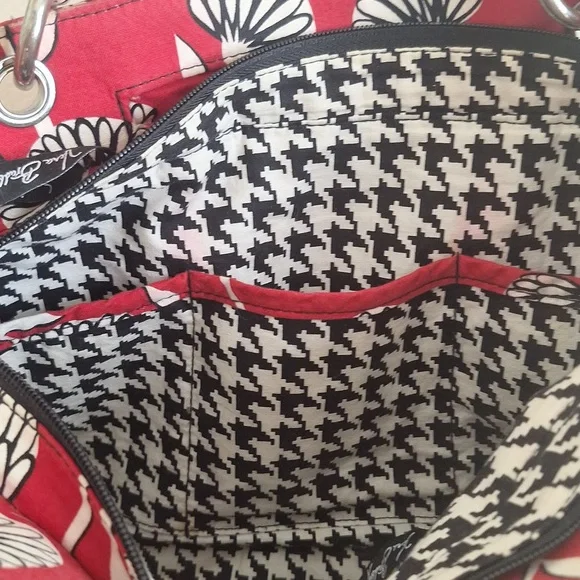 Vera Bradley Sophie Bag Deco Daisy Red White Black Floral Quilted Shoulder Bag - Picture 11 of 15